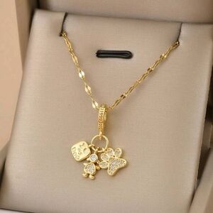 Gold Paw Pendant Necklace